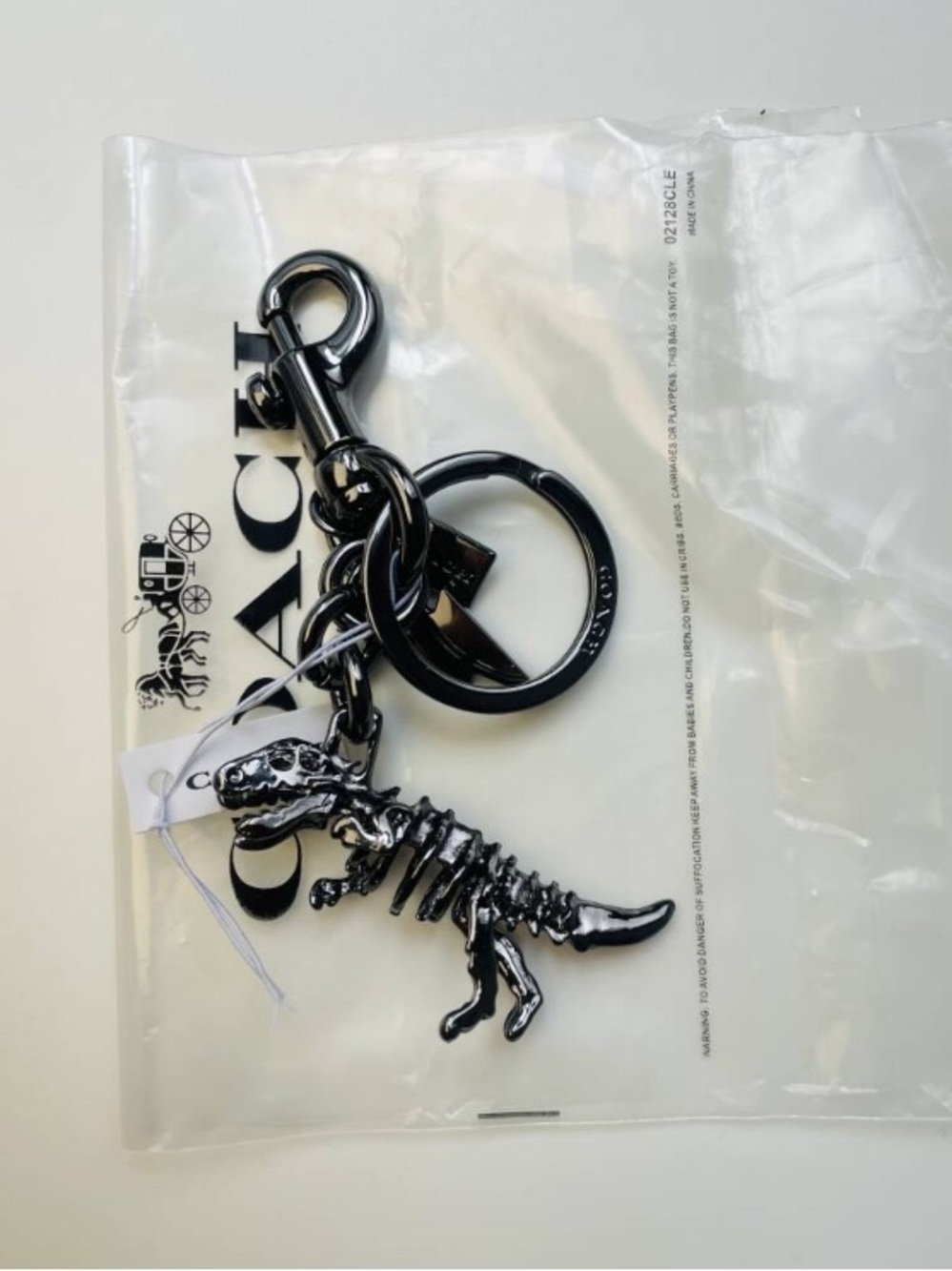 Coach Black Rexy Skeleton Bag Charm Keychain